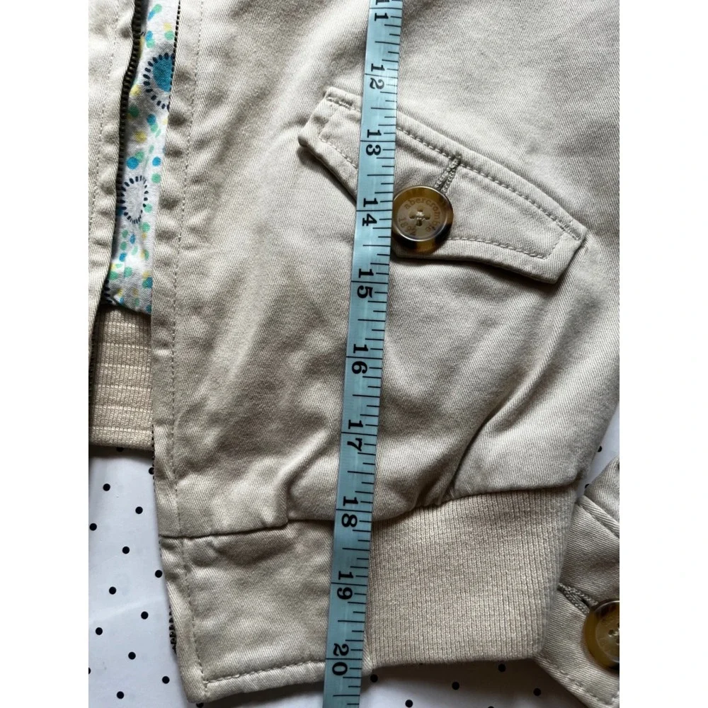 Abercrombie Kids Beige Bomber Jacket Girls Medium Zip Front Preppy Y2K Outerwear
